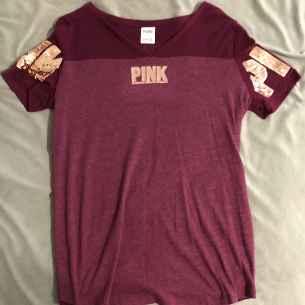 victoria secret pink maroon sequin shirt